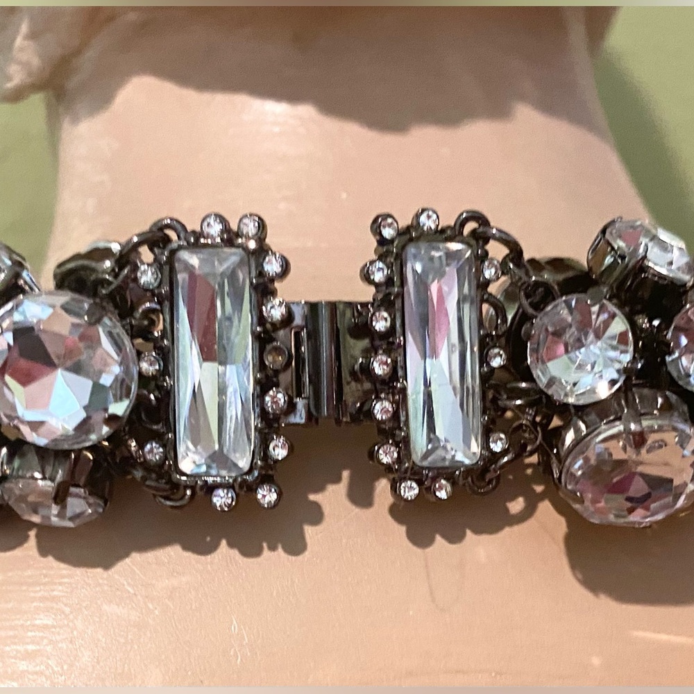 Fab Chunky Statement Necklace Large Rhinestones N… - image 5